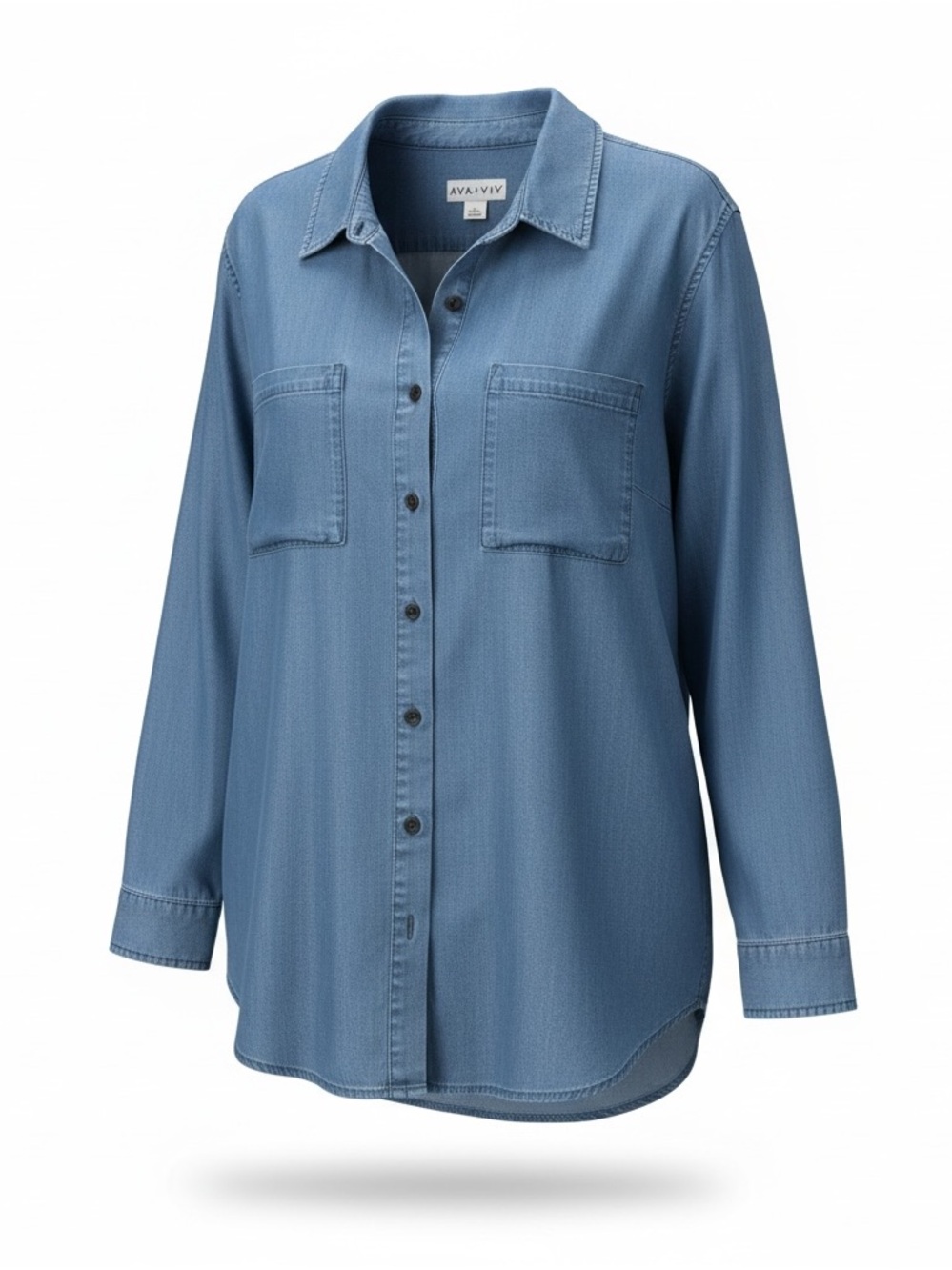 Ava & Viv Medium Wash Chambray Button Down Tunic Shirt - Size 4X